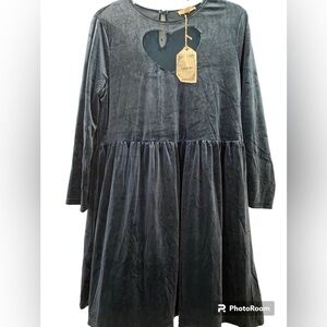 Entro Anthropologie dress crushed velvet , teal blue, size medium. New with tag.